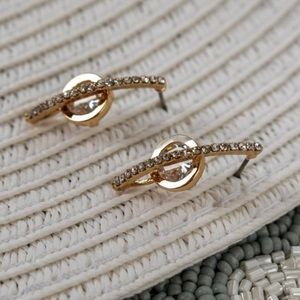 Cubic Zirconia Stud Gold Tone Earring
